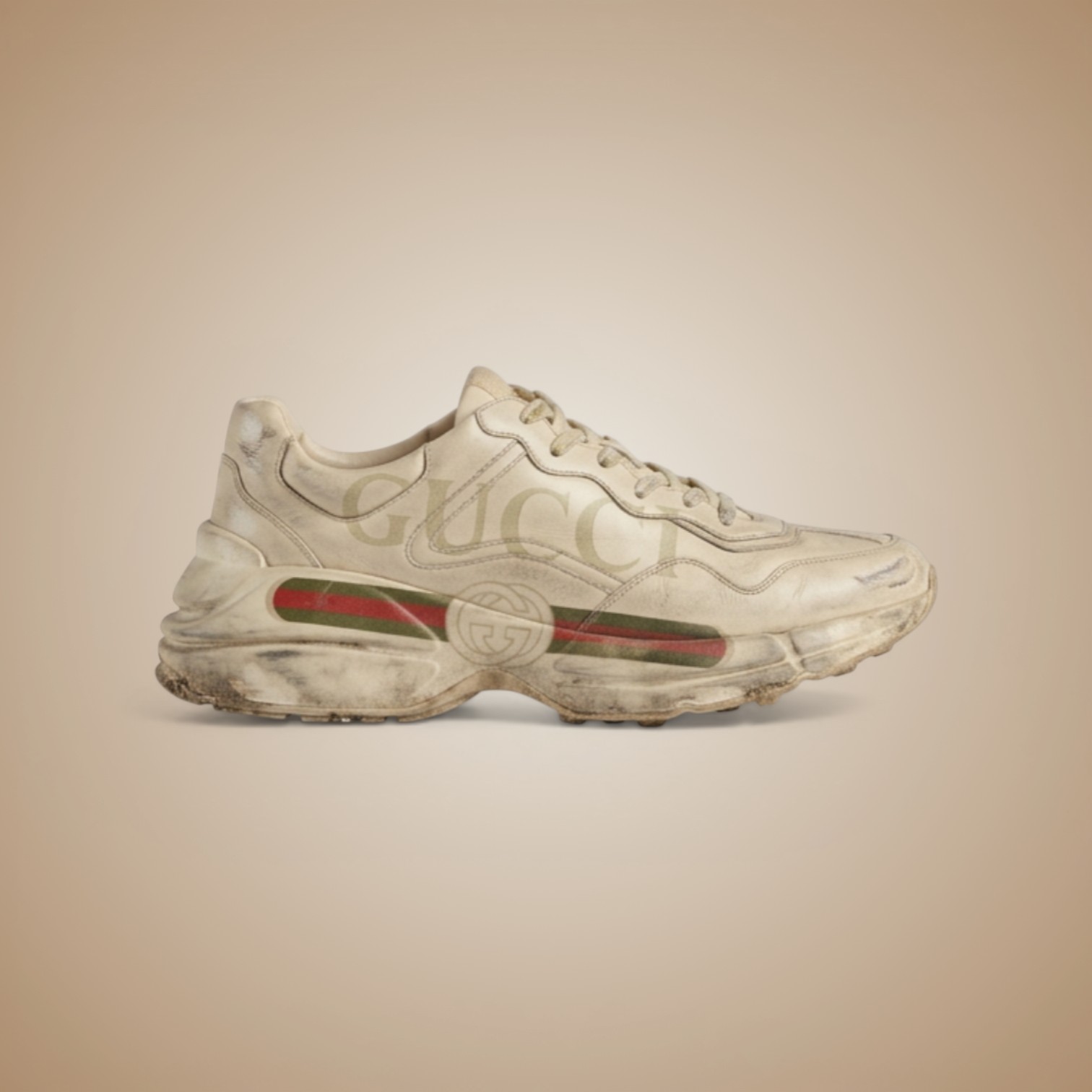 Gucci Rhyton Sneaker — Leather Touch-Up — before restoration